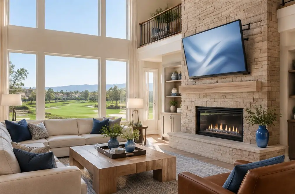 Illustration: a wall-mounted TV in a typical Vista del Verde home